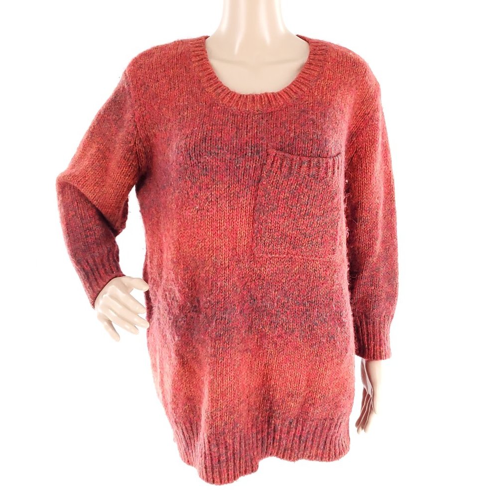 Madewell Wallace Women Knit Sweater 3/4 Sleeves Merino Alpaca Blend Red Size L